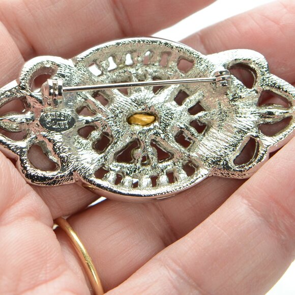 Vintage Kenneth Jay Lane KJL Art Deco Crystal Pin Brooch - Picture 3 of 4